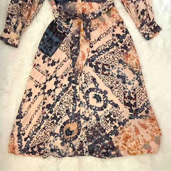 Soft Surroundings Nassau Floral Belted Patchwork Satin Maxi Dress - Picture 13 of 15